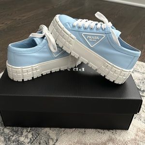 Prada Double Wheel nylon gabardine Platform sneakers Size 38/8